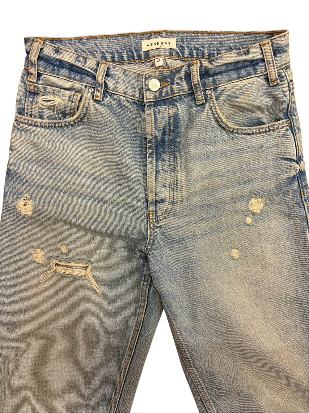 Anine Bing Light Blue Distressed Relaxed Jeans - Picture 2 of 5